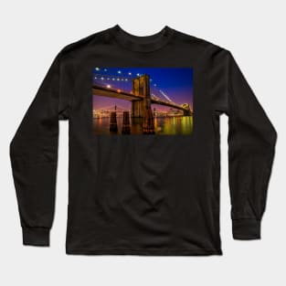 Brooklyn Bridge at night Long Sleeve T-Shirt